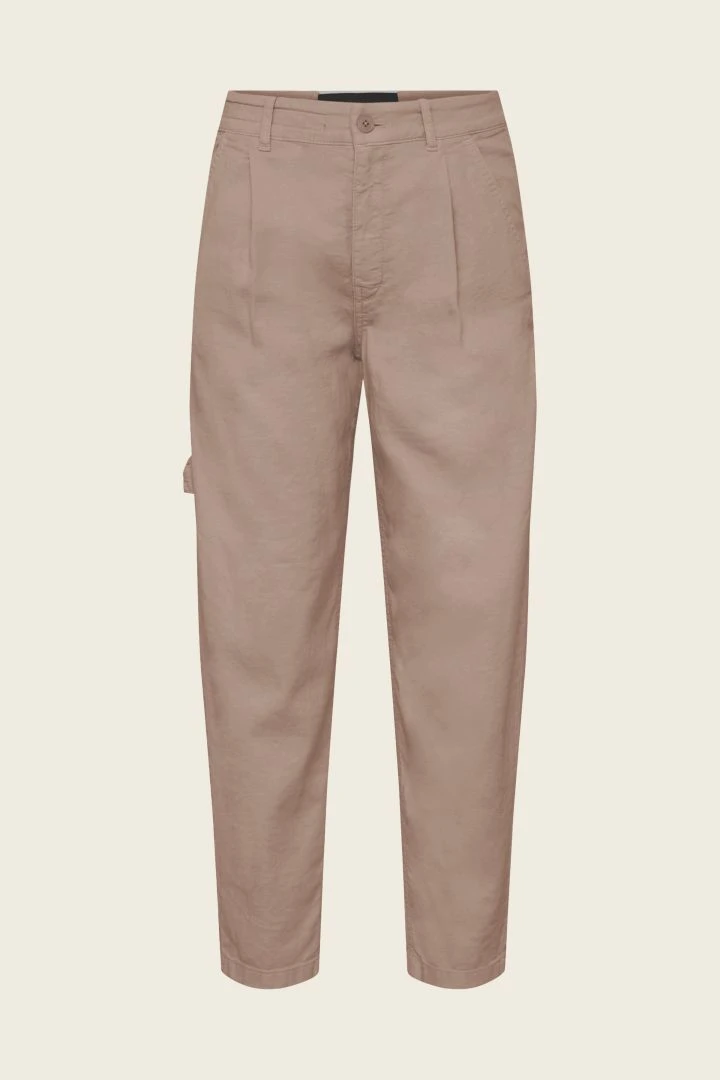 Bundfaltenhose In Strukturiertem Leinen-Baumwollmix Braun 8 Bundfaltenhose In Strukturiertem Leinen-Baumwollmix Braun – Bild 6