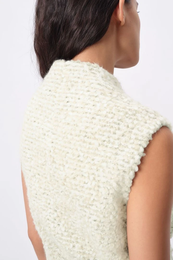 Lange Weste Mit Bindegürtel In Two-Tone Bouclé Braun 6 Lange Weste Mit Bindegürtel In Two-Tone Bouclé Braun – Bild 4