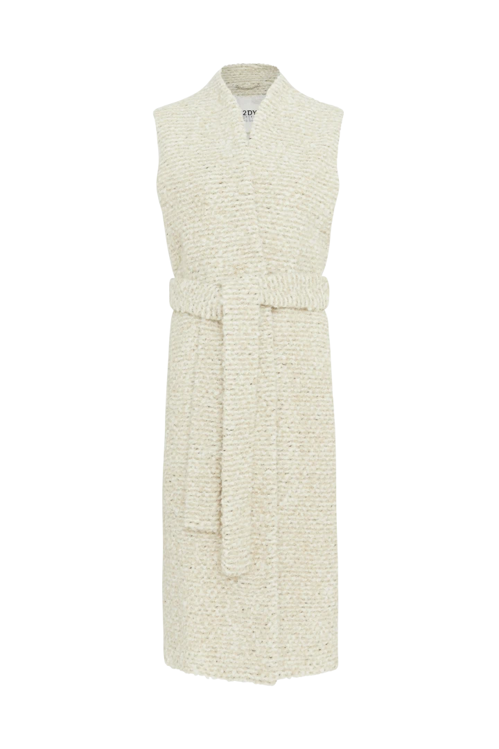 Lange Weste Mit Bindegürtel In Two-Tone Bouclé Braun 8 Lange Weste Mit Bindegürtel In Two-Tone Bouclé Braun – Bild 6