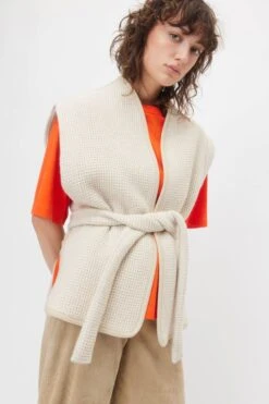 Weste In Waffel Piqué Braun