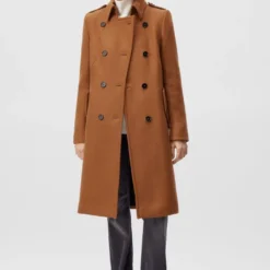 Uniformmantel Aus Woll-Mix Braun