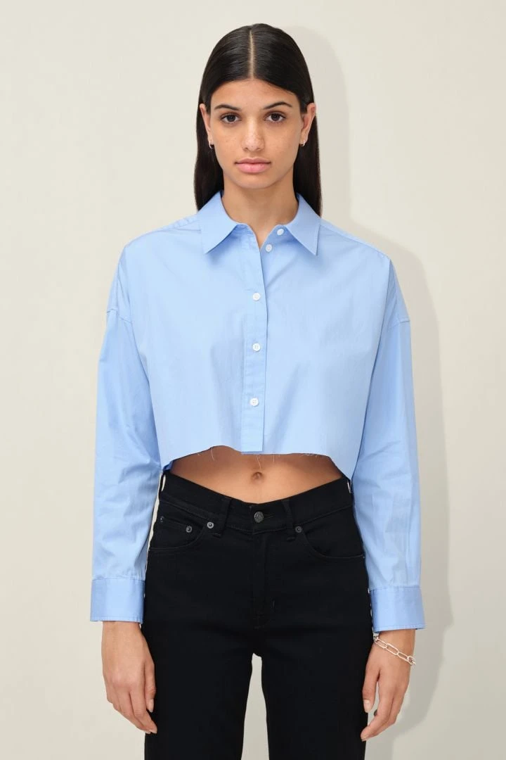 Hemdbluse Mit Open-Cut-Saum Blau 3 Hemdbluse Mit Open-Cut-Saum Blau