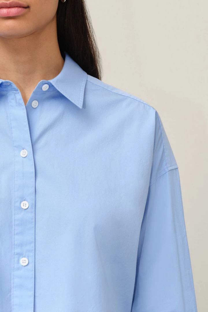 Hemdbluse Mit Open-Cut-Saum Blau 6 Hemdbluse Mit Open-Cut-Saum Blau – Bild 4