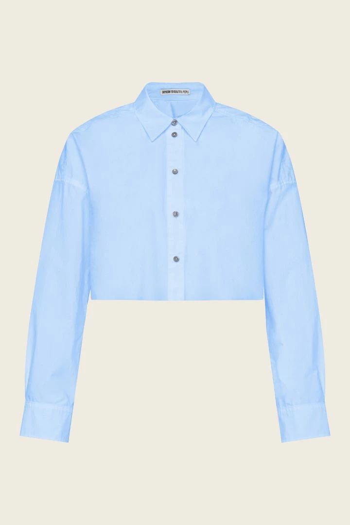 Hemdbluse Mit Open-Cut-Saum Blau 7 Hemdbluse Mit Open-Cut-Saum Blau – Bild 5