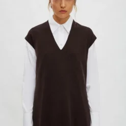 Strickpullunder In Rippstrick Aus Schurwolle-Mix Braun