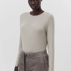 Longsleeve In Modal-Rippe Beige