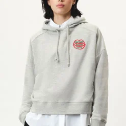 DRYKORN Hoodie Mit Stickerei In Gebrushtem French Terry Grau