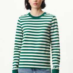 DRYKORN Longsleeve Mit Rundhals In Gestreiftem Baumwoll-Jersey Grün